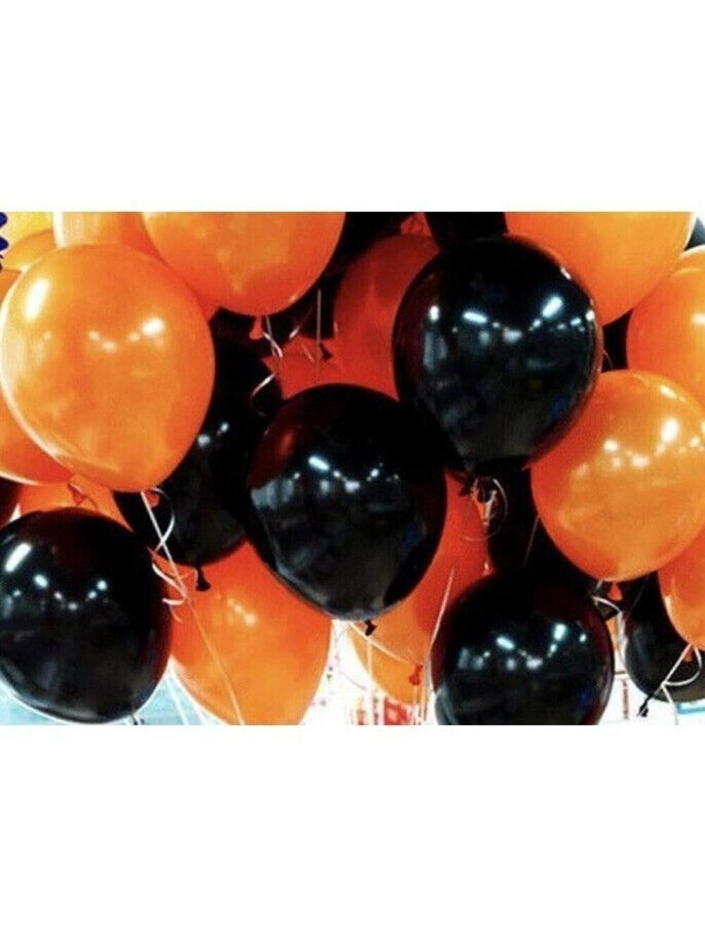 Orange & Black Latex Balloons, 100-Pack, Halloween Party Decoration, Brand New